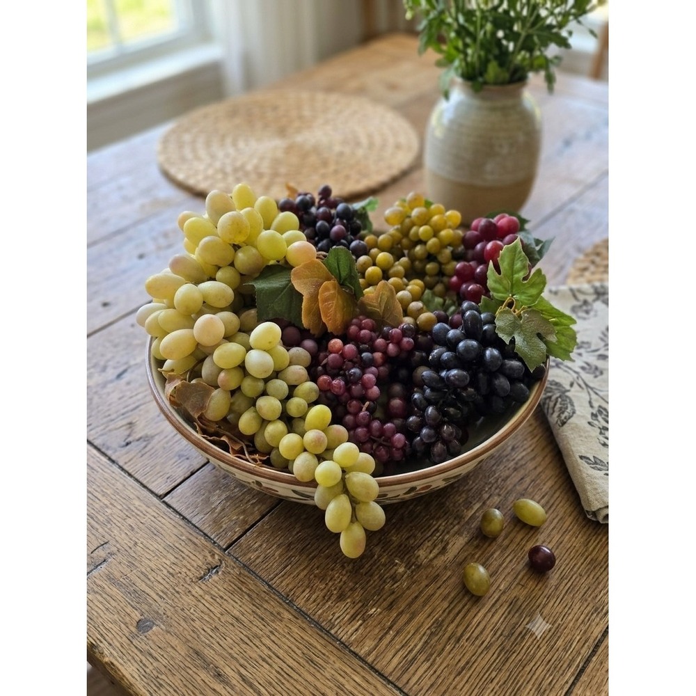 Artificial Grapes Faux Fruit Mixed Colors Assorted Clusters Decor